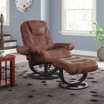 Newport black swivel discount recliner and slanted ottoman